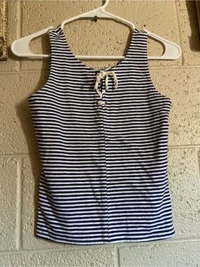 Hollister White and Navy Tank Top